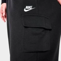 Women's Nike Sportswear Club Fleece Mid-Rise Oversized Cargo Sweatpants Black/White - DQ5196 010 -Nike Store DQ5196 010 M6