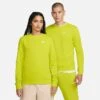 Women's Nike Sportswear Club Fleece Crewneck Sweatshirt Bright Cactus/White - DQ5473 308 -Nike Store DQ5473 308 M1