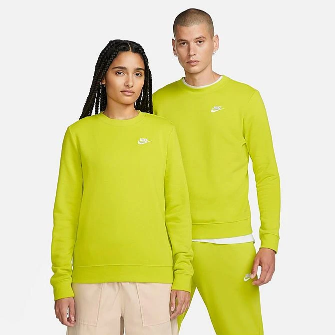 Women's Nike Sportswear Club Fleece Crewneck Sweatshirt Bright Cactus/White - DQ5473 308 3 Women's Nike Sportswear Club Fleece Crewneck Sweatshirt Bright Cactus/White - DQ5473 308