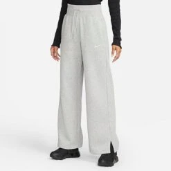 Women's Nike Sportswear Phoenix Fleece High-Waisted Wide-Leg Sweatpants Dark Grey Heather/Sail - DQ5615 063