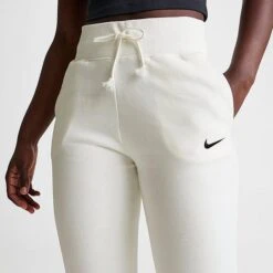 Women's Nike Sportswear Phoenix Fleece High-Waisted Jogger Sweatpants Sail/Black - DQ5688 133 -Nike Store DQ5688 133 M5