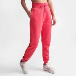 Women's Nike Sportswear Phoenix Fleece High-Waisted Jogger Sweatpants Light Fusion Red - DQ5688 648 -Nike Store DQ5688 648 M3