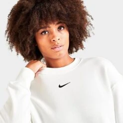 Women's Nike Sportswear Phoenix Fleece Oversized Crewneck Sweatshirt Sail/Black - DQ5733 133 -Nike Store DQ5733 133 M5