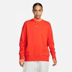 Women's Nike Sportswear Phoenix Fleece Oversized Crewneck Sweatshirt Picante Red/Sail - DQ5733 633