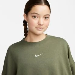 Women's Nike Sportswear Phoenix Fleece Oversized Crewneck Sweatshirt Medium Olive/Sail - DQ5761 222 -Nike Store DQ5761 222 M3