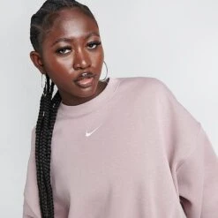 Women's Nike Sportswear Phoenix Fleece Oversized Crewneck Sweatshirt Diffused Taupe/Sail - DQ5761 272 -Nike Store DQ5761 272 M5