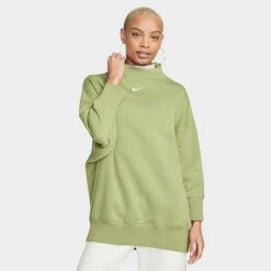 Women's Nike Sportswear Phoenix Fleece Over-Oversized Mock Neck Cropped Sleeve Sweatshirt Alligator/Sail - DQ5765 334