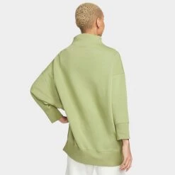 Women's Nike Sportswear Phoenix Fleece Over-Oversized Mock Neck Cropped Sleeve Sweatshirt Alligator/Sail - DQ5765 334 -Nike Store DQ5765 334 M3