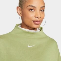 Women's Nike Sportswear Phoenix Fleece Over-Oversized Mock Neck Cropped Sleeve Sweatshirt Alligator/Sail - DQ5765 334 -Nike Store DQ5765 334 M4