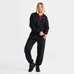 Women's Nike Sportswear Phoenix Fleece Oversized Half-Zip Crop Sweatshirt Black/Sail - DQ5767 010 -Nike Store DQ5767 010 M2
