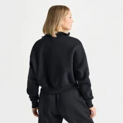 Women's Nike Sportswear Phoenix Fleece Oversized Half-Zip Crop Sweatshirt Black/Sail - DQ5767 010 -Nike Store DQ5767 010 M4
