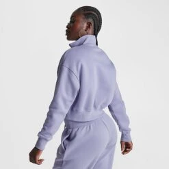 Women's Nike Sportswear Phoenix Fleece Oversized Half-Zip Crop Sweatshirt Indigo Haze - DQ5767 519 -Nike Store DQ5767 519 M4