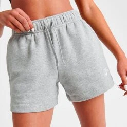 Women's Nike Sportswear Club Fleece Mid-Rise Shorts Dark Grey Heather/White - DQ5802 063 -Nike Store DQ5802 063 M5