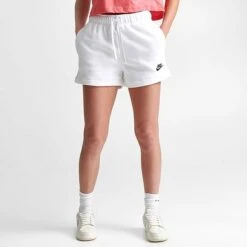 Women's Nike Sportswear Club Fleece Mid-Rise Shorts White/Black - DQ5802 100