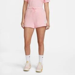 Women's Nike Sportswear Club Fleece Mid-Rise Shorts Medium Soft Pink/White - DQ5802 690
