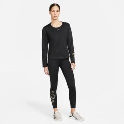 Women's Nike One Therma-FIT Mid-Rise Training Tights Black/White - DQ6186 010 -Nike Store DQ6186 010 M3