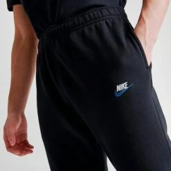 Nike Sportswear Club Fleece Cuffed Jogger Pants Black/White/Light Blue - DQ8385 010 -Nike Store DQ8385 010 M5