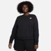 Women's Nike Sportswear Club Fleece Crewneck (Plus Size) Black/White - DV5087 010 1 Women's Nike Sportswear Club Fleece Crewneck (Plus Size) Black/White - DV5087 010 -Nike Store DV5087 010 M1