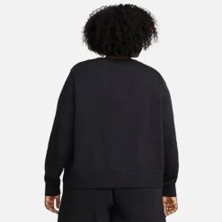 Women's Nike Sportswear Club Fleece Crewneck (Plus Size) Black/White - DV5087 010 -Nike Store DV5087 010 M3