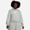 Women's Nike Sportswear Club Fleece Pullover Hoodie (Plus Size) Dark Grey Heather/White - DV5090 063 -Nike Store DV5090 063 M1