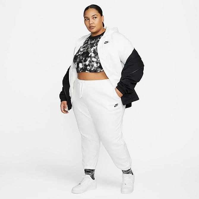 Women's Nike Sportswear Club Fleece Full-Zip Hoodie (Plus Size) White/Black - DV5211 100 4 Women's Nike Sportswear Club Fleece Full-Zip Hoodie (Plus Size) White/Black - DV5211 100 - Image 2