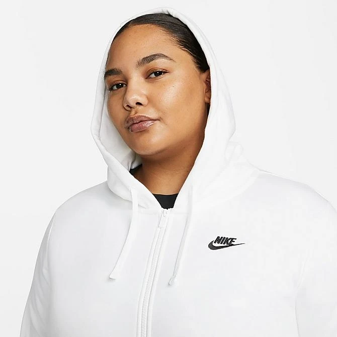 Women's Nike Sportswear Club Fleece Full-Zip Hoodie (Plus Size) White/Black - DV5211 100 6 Women's Nike Sportswear Club Fleece Full-Zip Hoodie (Plus Size) White/Black - DV5211 100 - Image 4