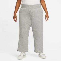 Women's Nike Sportswear Phoenix Fleece High-Waisted Wide-Leg Sweatpants (Plus Size) Dark Grey Heather/Sail - DV5213 063
