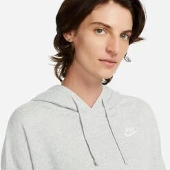 Women's Nike Sportswear Club Fleece Hoodie Dark Grey Heather/White - DV5645 063 -Nike Store DV5645 063 M4