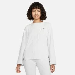 Women's Nike Sportswear Ribbed Jersey Long-Sleeve T-Shirt Photon Dust/Black - DV7866 025