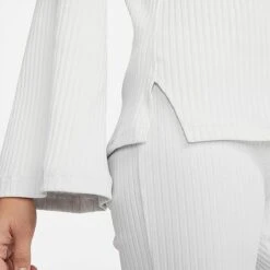 Women's Nike Sportswear Ribbed Jersey Long-Sleeve T-Shirt Photon Dust/Black - DV7866 025 -Nike Store DV7866 025 M5