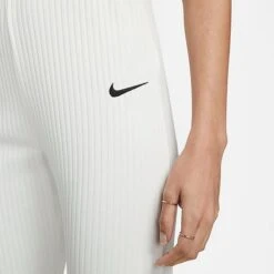 Women's Nike Sportswear High-Waisted Wide Leg Ribbed Jersey Pants Sail/Black - DV7868 133 -Nike Store DV7868 133 M4