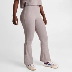 Women's Nike Sportswear High-Waisted Wide Leg Ribbed Jersey Pants Diffused Taupe/White - DV7868 272 -Nike Store DV7868 272 M3