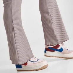 Women's Nike Sportswear High-Waisted Wide Leg Ribbed Jersey Pants Diffused Taupe/White - DV7868 272 -Nike Store DV7868 272 M6