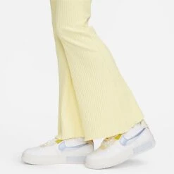Women's Nike Sportswear High-Waisted Wide Leg Ribbed Jersey Pants Lemon Chiffon/White - DV7868 706 -Nike Store DV7868 706 M5
