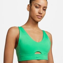 Women's Nike Dri-FIT Indy Plunge Cutout Bra Spring Green/Stadium Green - DV9837 363 -Nike Store DV9837 363 M4