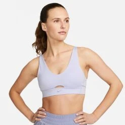 Women's Nike Dri-FIT Indy Plunge Cutout Bra Oxygen Purple/Indigo Haze - DV9837 536