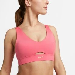Women's Nike Dri-FIT Indy Plunge Cutout Bra Sea Coral/Celestial Gold - DV9837 894 -Nike Store DV9837 894 M4