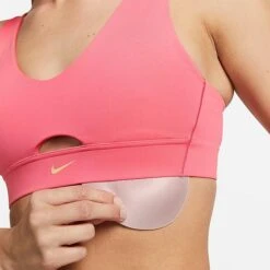 Women's Nike Dri-FIT Indy Plunge Cutout Bra Sea Coral/Celestial Gold - DV9837 894 -Nike Store DV9837 894 M5