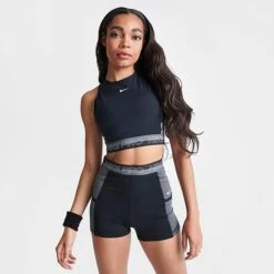 Women's Nike Pro Dri-FIT Crop Tank Black/Iron Grey/White/White - DX0061 010