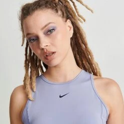 Women's Nike Pro Dri-FIT Crop Tank Indigo Haze/Oxygen Purple/Gridiron - DX0061 519 -Nike Store DX0061 519 M5