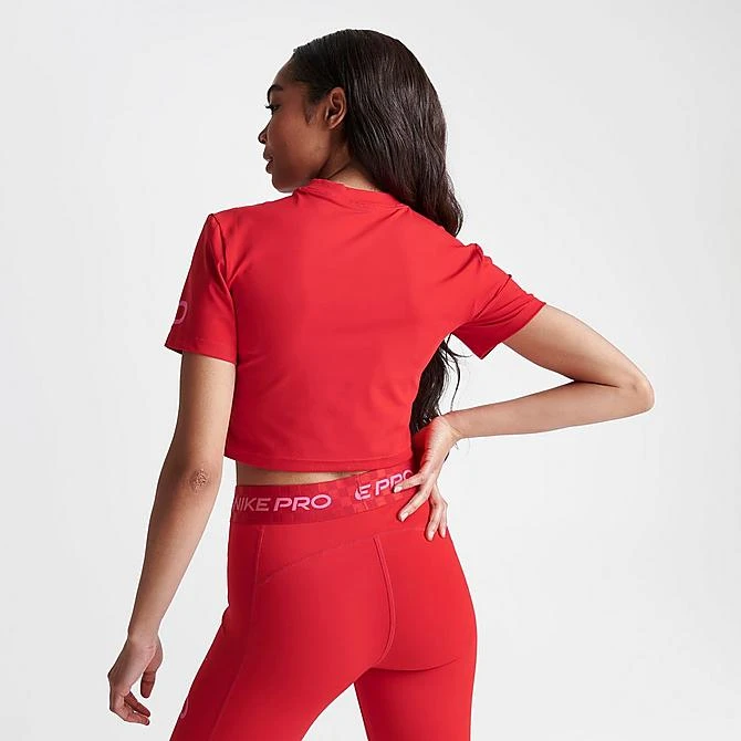 Women's Nike Pro Dri-FIT Graphic Crop Top T-Shirt University Red/Pinksicle - DX0078 657 6 Women's Nike Pro Dri-FIT Graphic Crop Top T-Shirt University Red/Pinksicle - DX0078 657 - Image 4