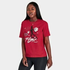 Nike Women's Jordan Flight T-Shirt Gym Red - DX0394 687