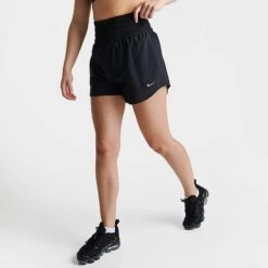 Women's Nike One Dri-FIT Ultra High-Waisted 3-Inch Brief-Lined Shorts Black/Reflective Silver - DX6642 010