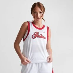 Nike Women's Jordan Script Jersey White/Red - DZ3369 100 -Nike Store DZ3369 100 M3