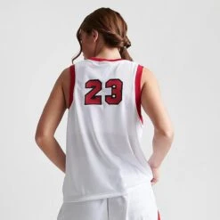Nike Women's Jordan Script Jersey White/Red - DZ3369 100 -Nike Store DZ3369 100 M4