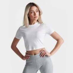 Women's Nike Air Slim-Fit Printed Crop T-Shirt Summit White - DZ3751 121
