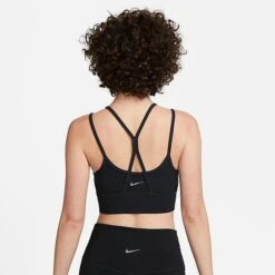 Women's Nike Indy Strappy Light-Support Padded Ribbed Longline Sports Bra Black/White - FB2159 010 -Nike Store FB2159 010 M3
