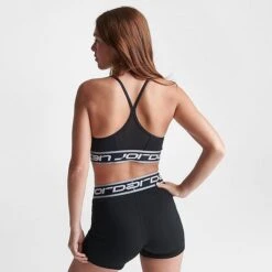 Nike Women's Jordan Tape Logo Sports Bra Indy Black/White/Stealth/Stealth - FB4095 010 -Nike Store FB4095 010 M4