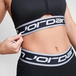 Nike Women's Jordan Tape Logo Sports Bra Indy Black/White/Stealth/Stealth - FB4095 010 -Nike Store FB4095 010 M6
