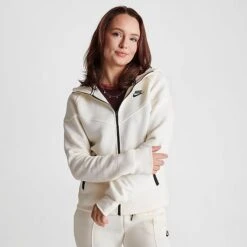 Women's Nike Sportswear Tech Fleece Windrunner Full-Zip Hoodie Ivory - FB8338 110 -Nike Store FB8338 110 M3